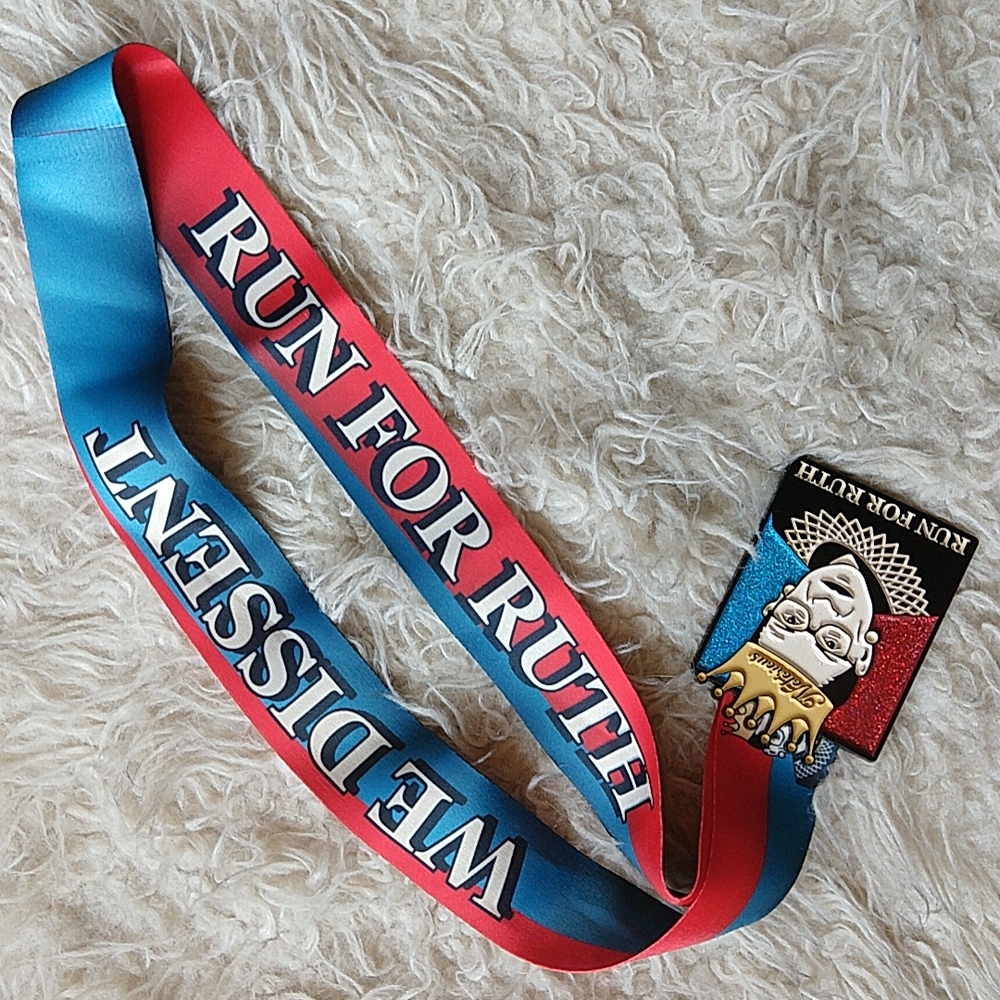 RBG Ruth Bader Ginsburg Bed White and Blue USA Run for Ruth Pendant Necklace